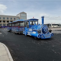 新款公园游乐场观光玻璃钢小火车,亲子互动项目轨道火车厂家